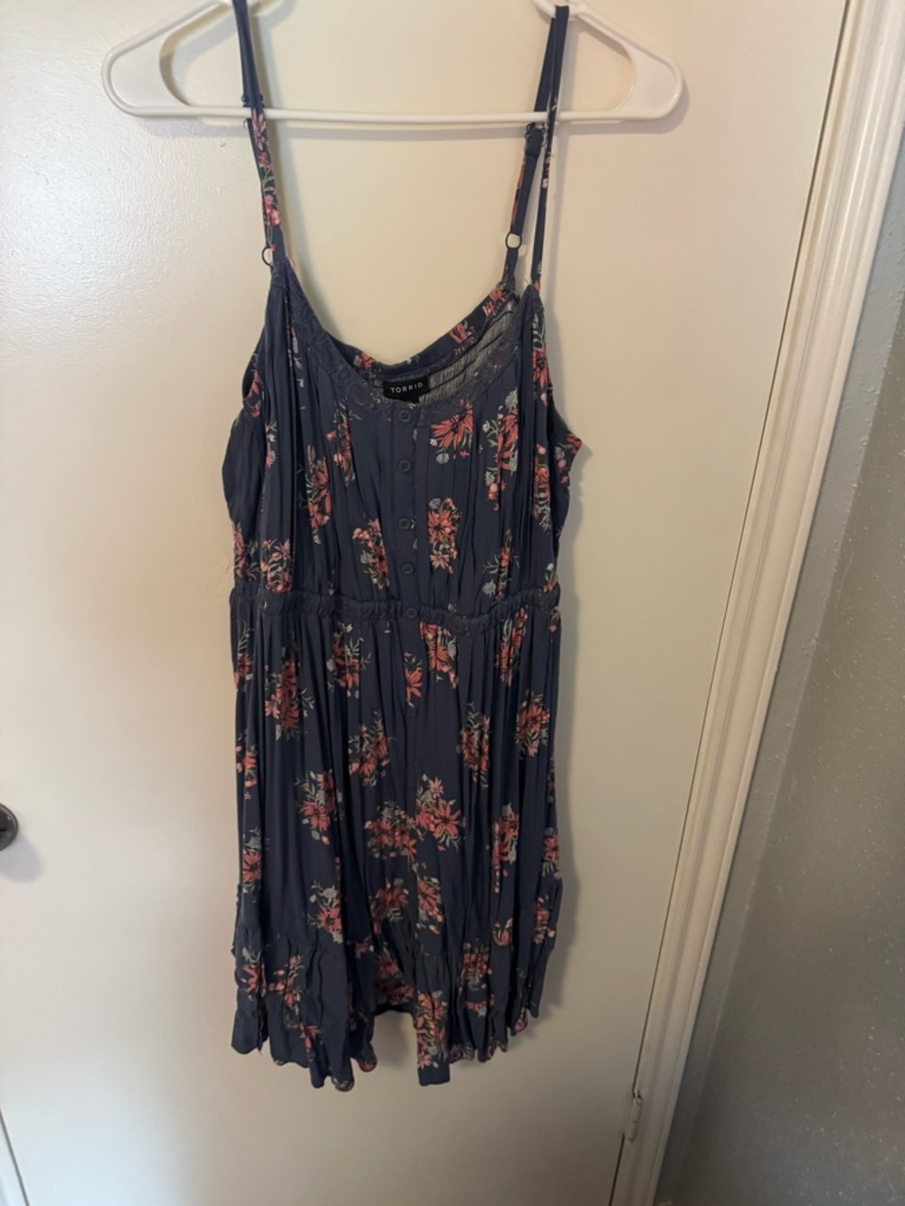 torrid Navy Floral Button-Front Sundress with Pink Blooms